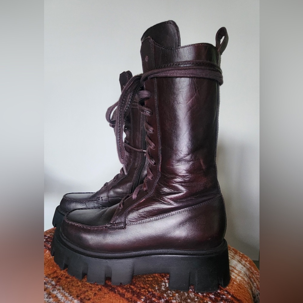 Free People Jones Lug Sole Lace-Up Boots in Hot Fudge color - Picture 2 of 9
